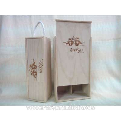 Plywood, slide wine box , wooden boxes for 2 bottle wine box